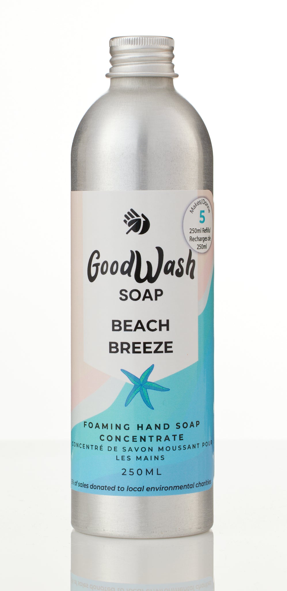 Goodwash Beach Breeze Foaming hand soap refill concentrate 250ml aluminum bottle