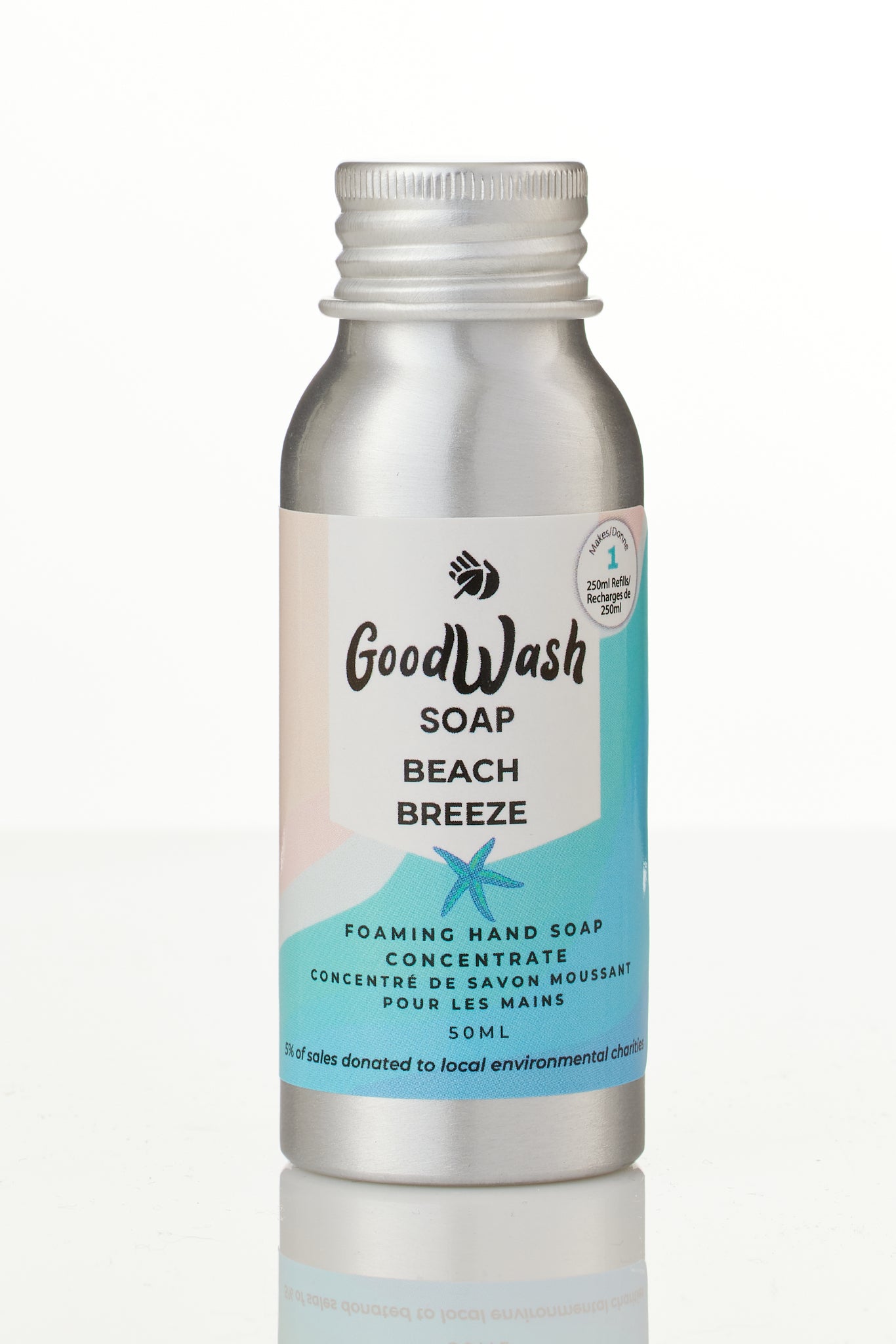 Goodwash Beach Breeze Foaming hand soap refill concentrate 50ml aluminum bottle