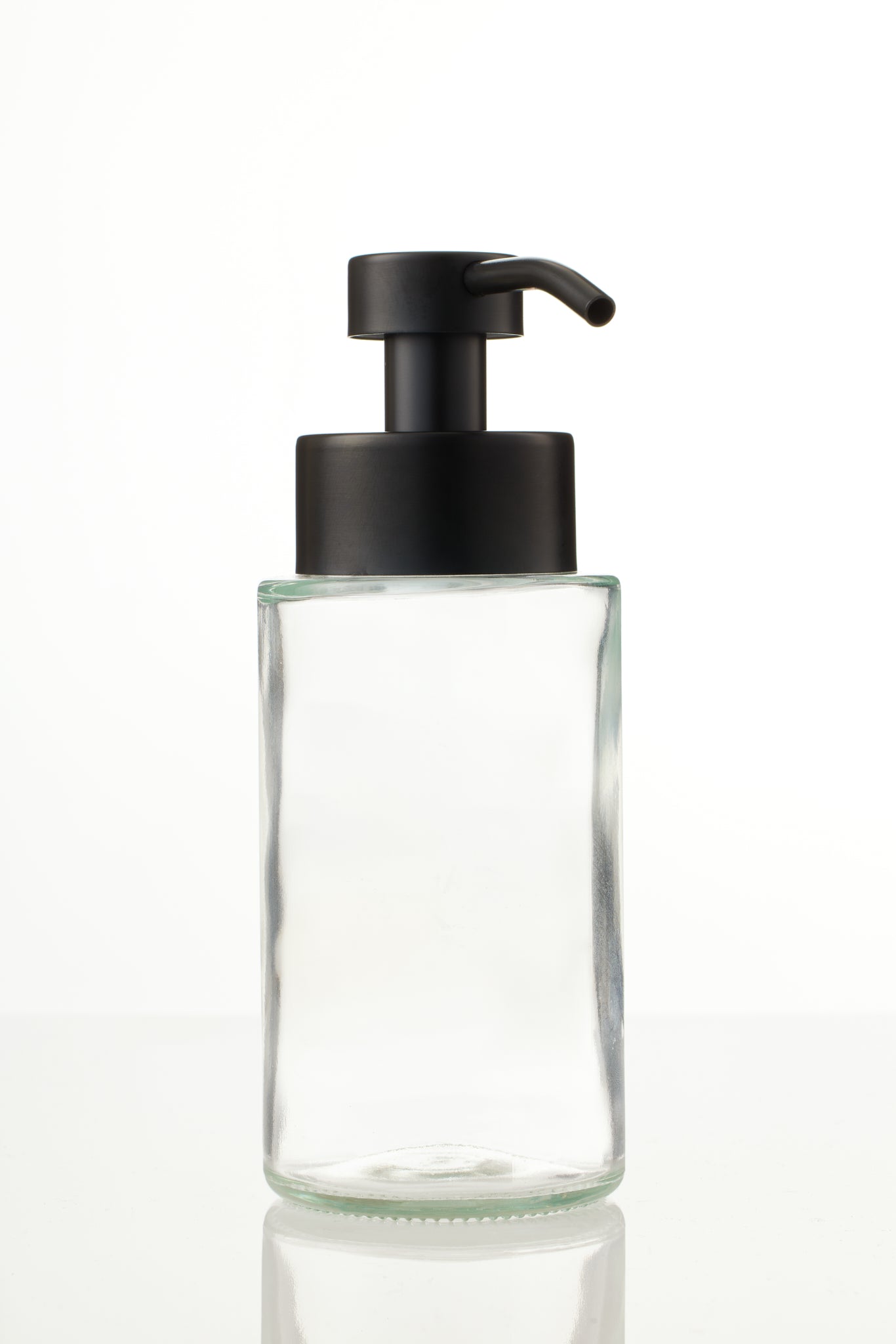 Glass Foaming Hand Soap Dispenser with Matte Black pump and no label